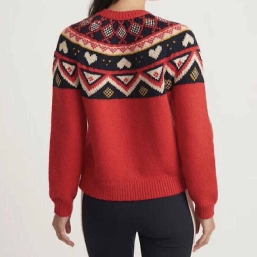 Marine Layer Archive Fair Isle Alpine Sweater Red M Wool Alpaca Blend - Picture 10 of 10